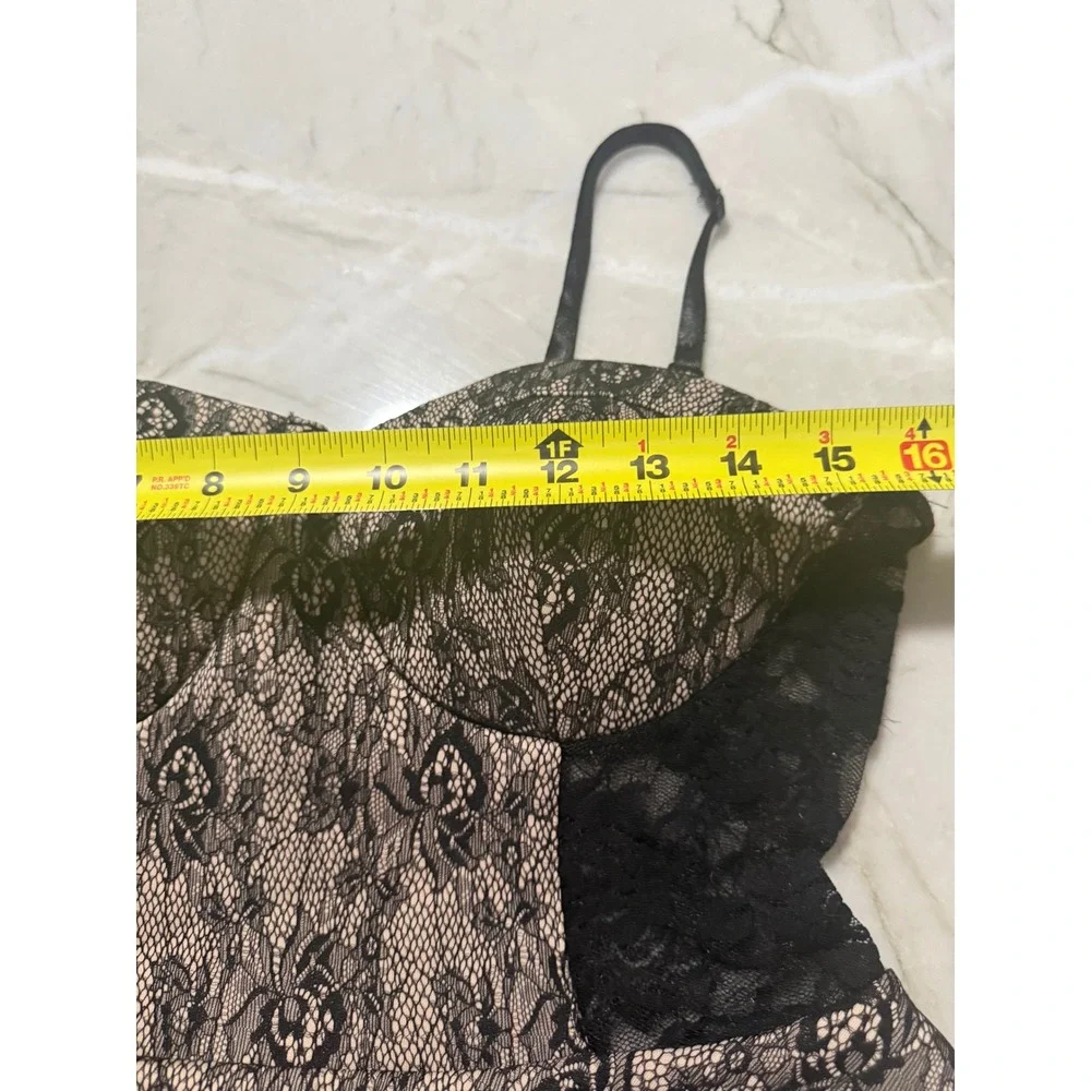 Bebe Black Floral Lace Peplum Mini Dress Sweetheart Neck Cutout Back Sz Large